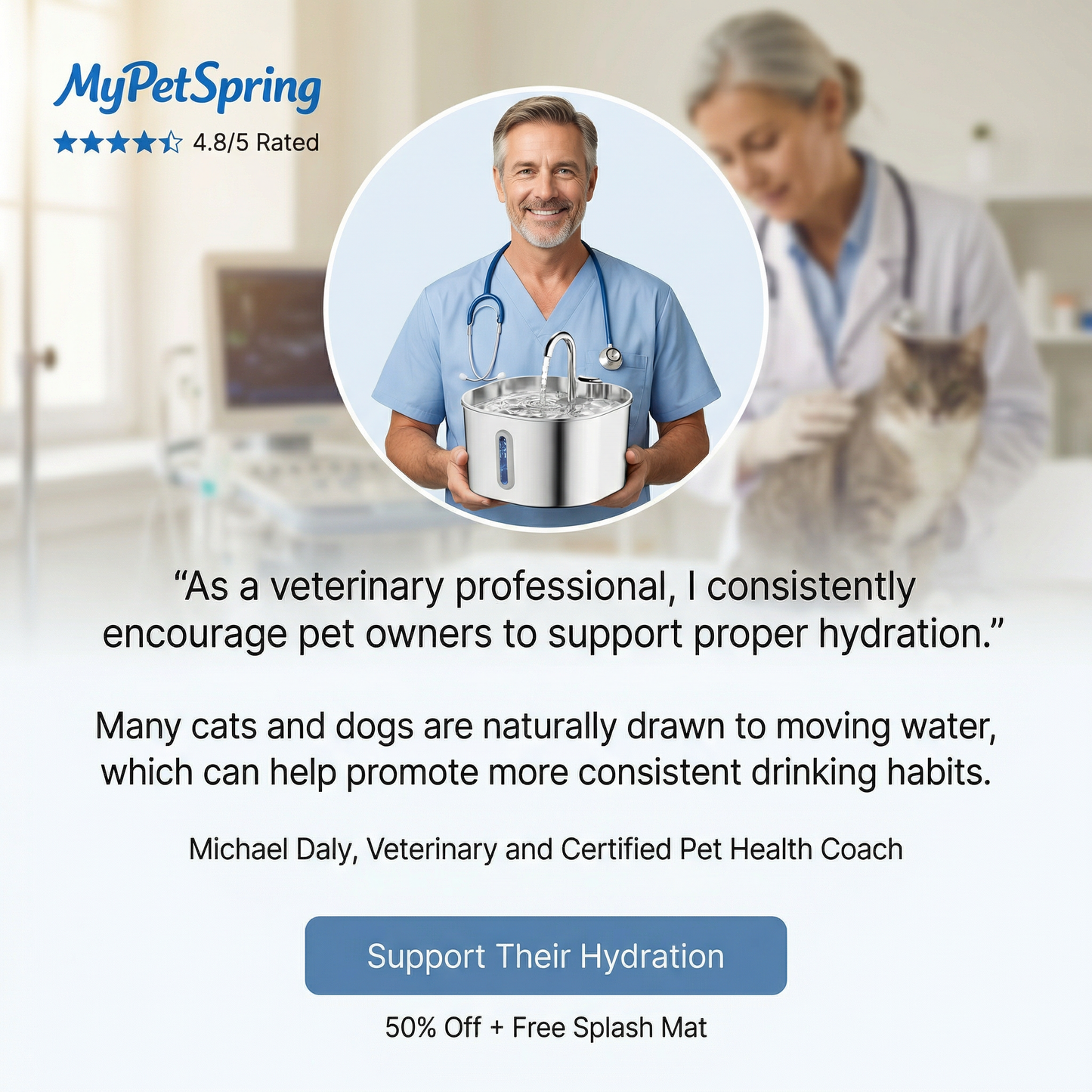 MyPetSpring™ Stainless Steel Pet Water Fountain - For Dogs & Cats